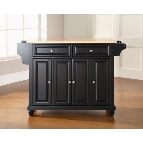 Cambridge Wood Top Full Size Kitchen Island/Cart Black/Natural