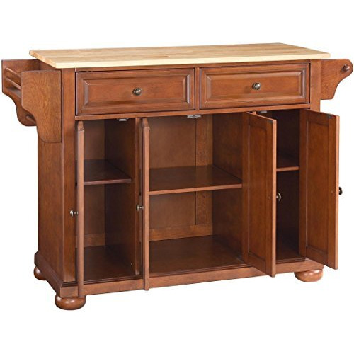 Alexandria Wood Top Full Size Kitchen Island/Cart Cherry/Natural