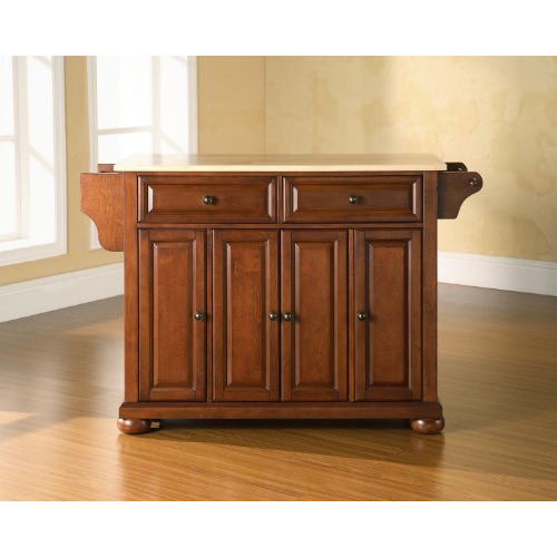 Alexandria Wood Top Full Size Kitchen Island/Cart Cherry/Natural