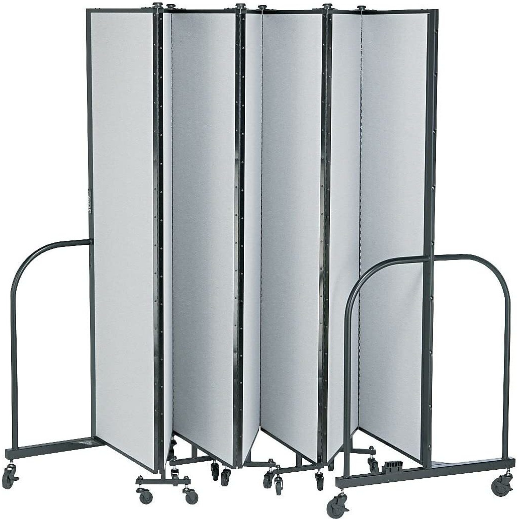 Screenflex Portable Room Dividers - 72"" Height X 20.4 Ft Length - Black Metal Frame - Polyester - Stone - 1 Each