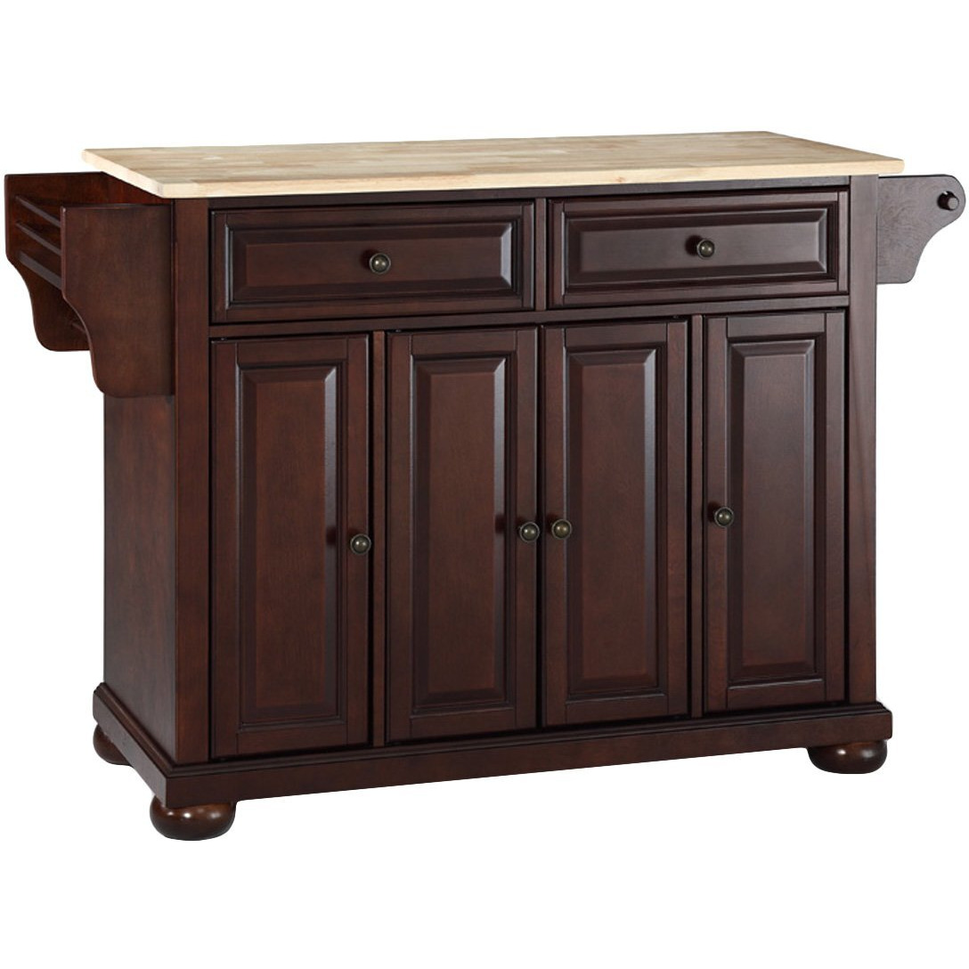 Alexandria Wood Top Full Size Kitchen Island/Cart Mahogany/Natural