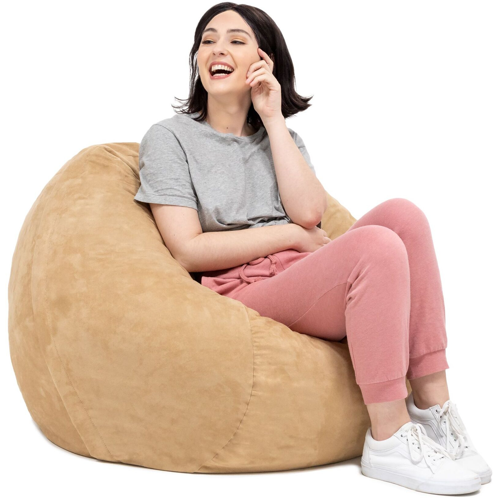 Jaxx Saxx 3 Foot Round Bean Bag W/ Removable Cover  Camel