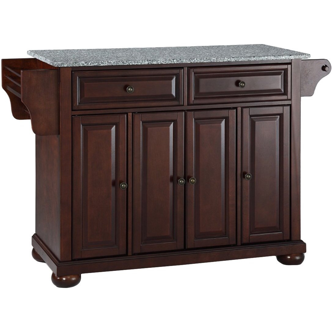 Alexandria Granite Top Full Size Kitchen Island/Cart Mahogany/Gray