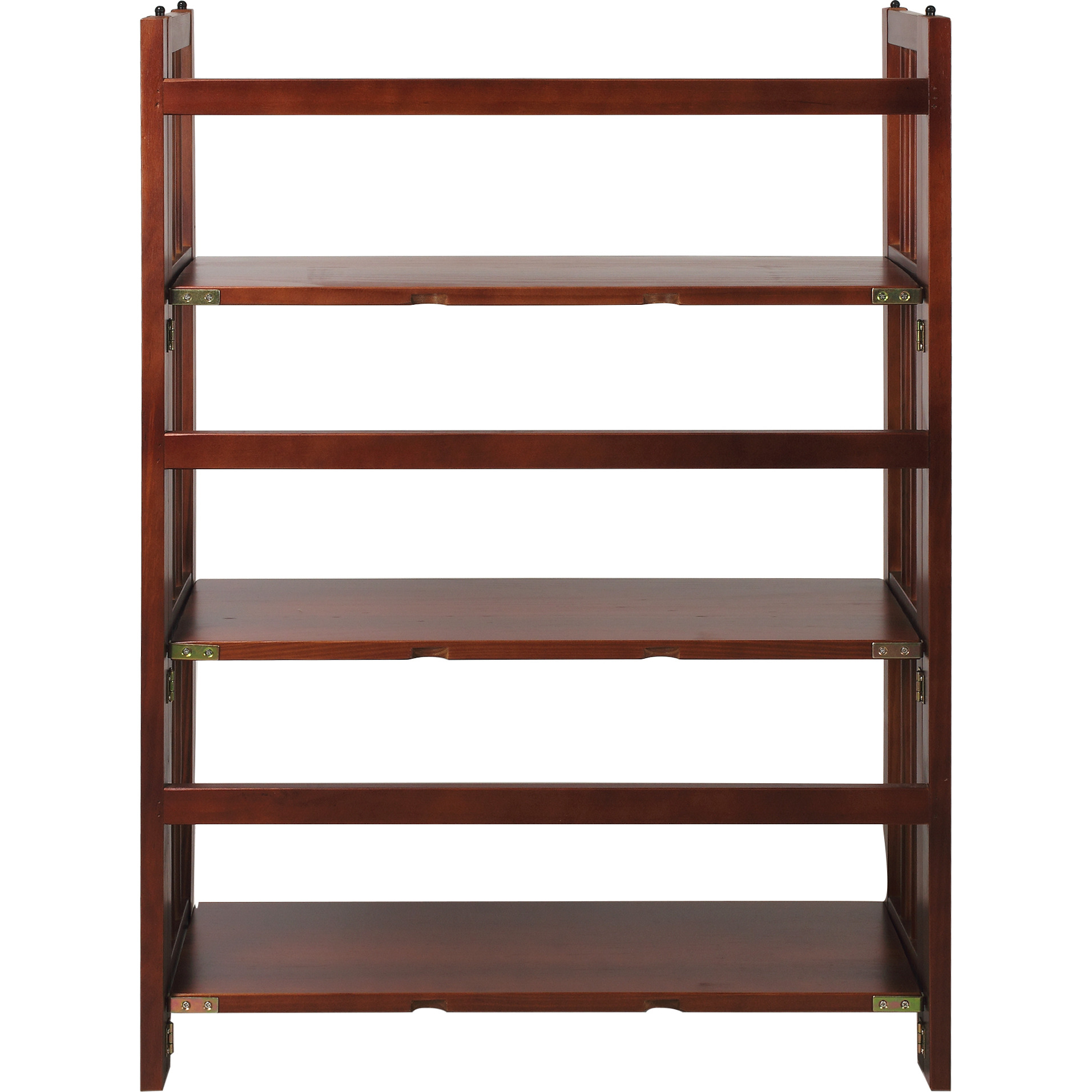 3-Shelf Folding Stackable Bookcase 27.5"" Wide-Walnut