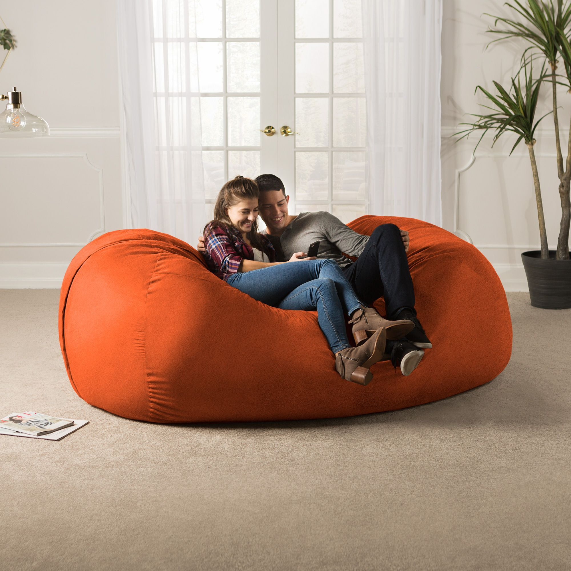 Jaxx 7 Foot Giant Bean Bag Sofa  Mandarin