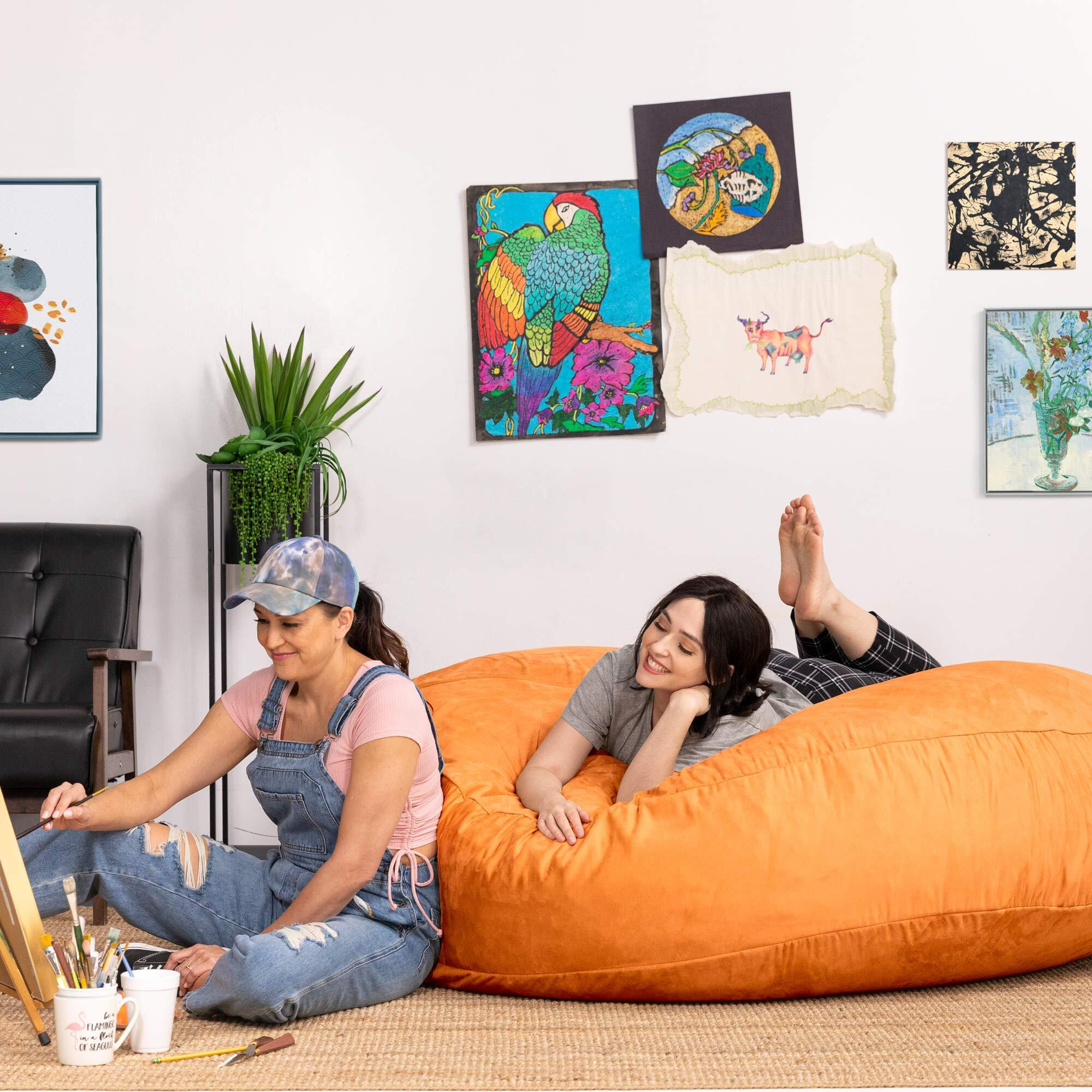 Jaxx 6 Foot Cocoon Large Bean Bag Chair For Adults  Mandarin