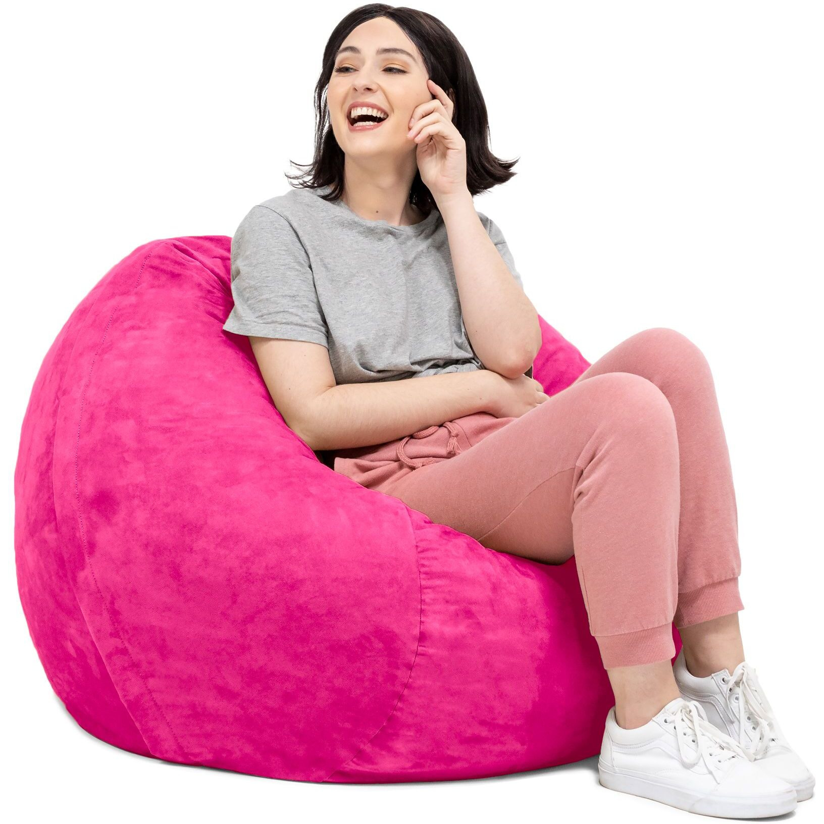 Jaxx Saxx 3 Foot Round Bean Bag W/ Removable Cover  Fuchsia