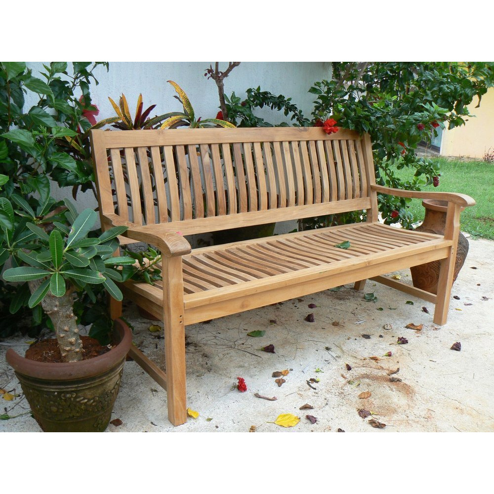 Anderson Collections Del-Amo Teak Garden Bench Fabric  Without Cushion