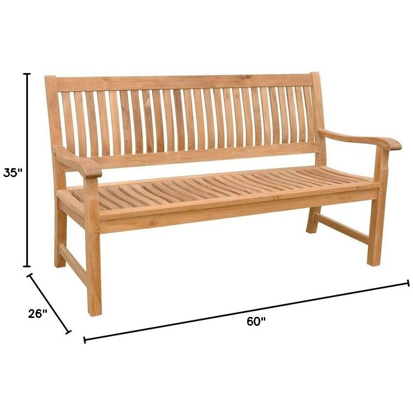 Anderson Collections Del-Amo Teak Garden Bench Fabric  Without Cushion