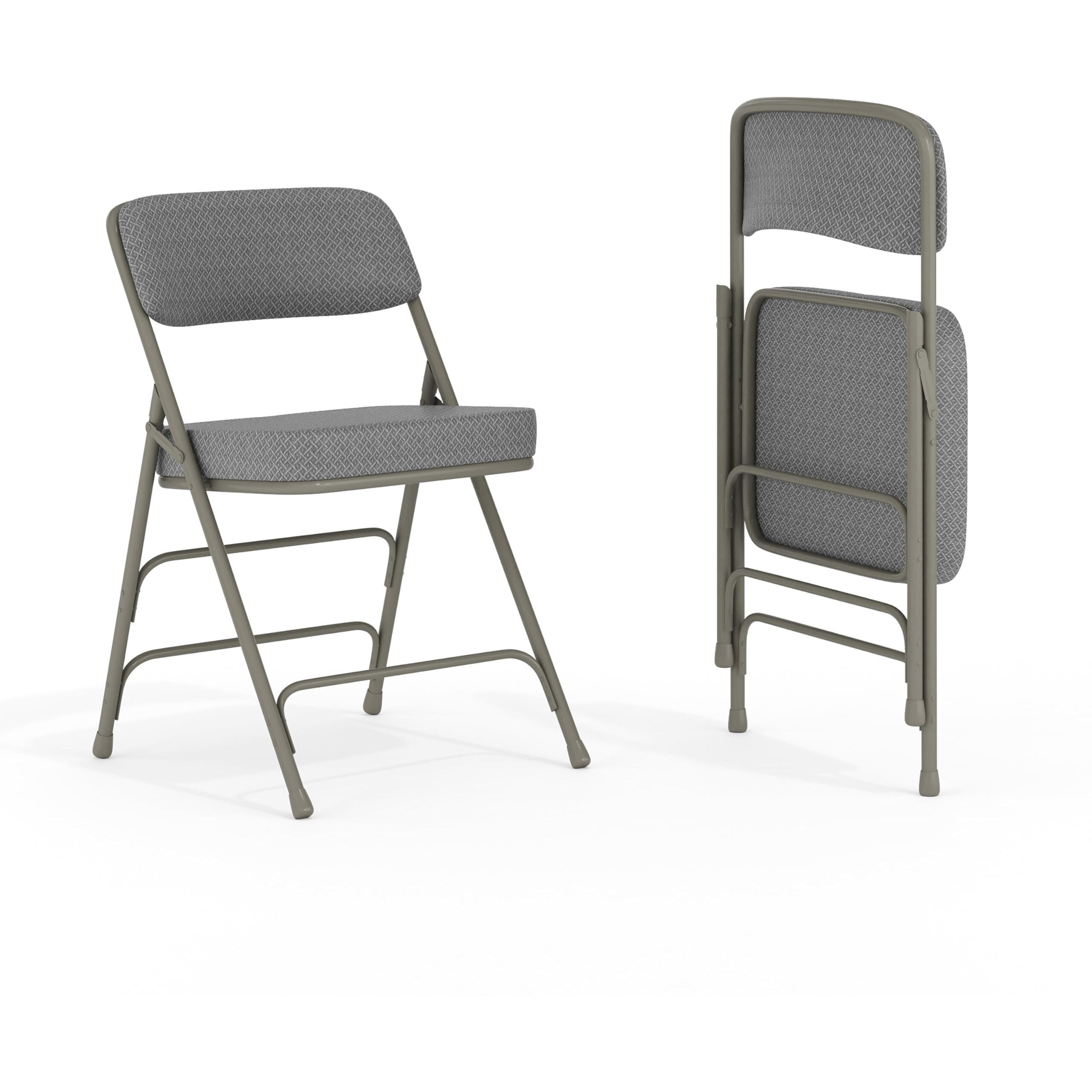 2 Pack Hercules Series Premium Curved Triple Braced & Double Hinged In Gray Fabric Metal Folding Chair