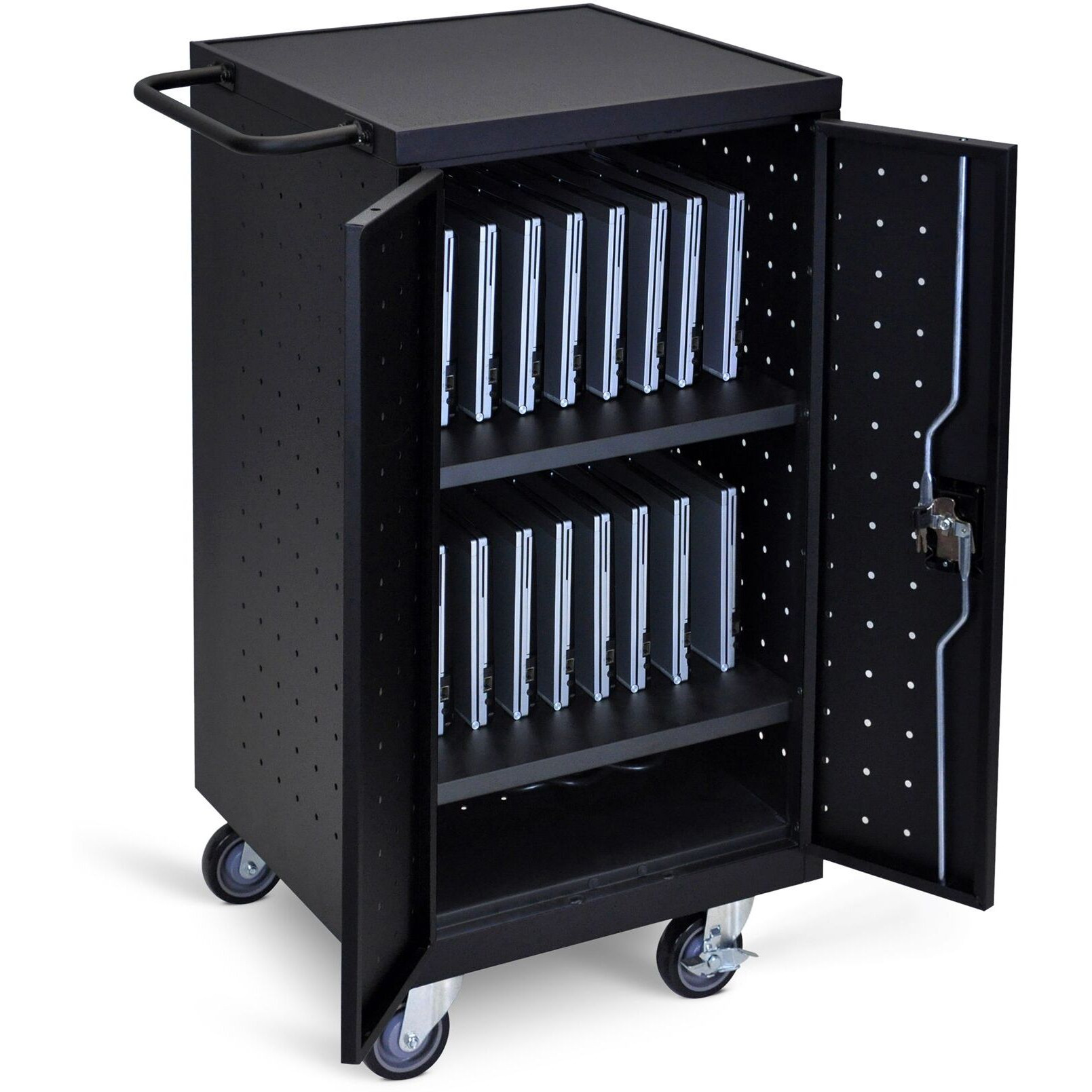 Luxor Black 18 Laptop Computer Charging Cart