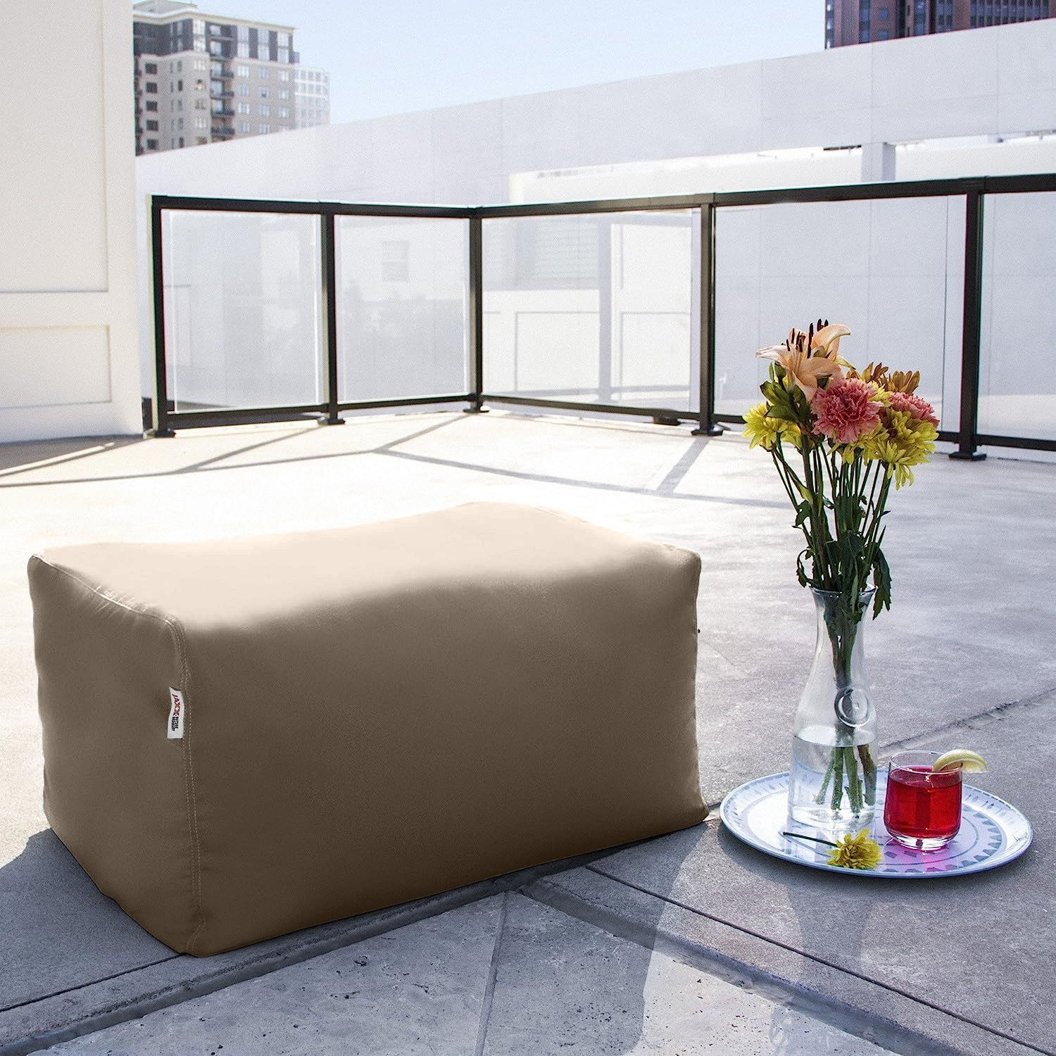 Jaxx Leon Outdoor Bean Bag Ottoman  Taupe