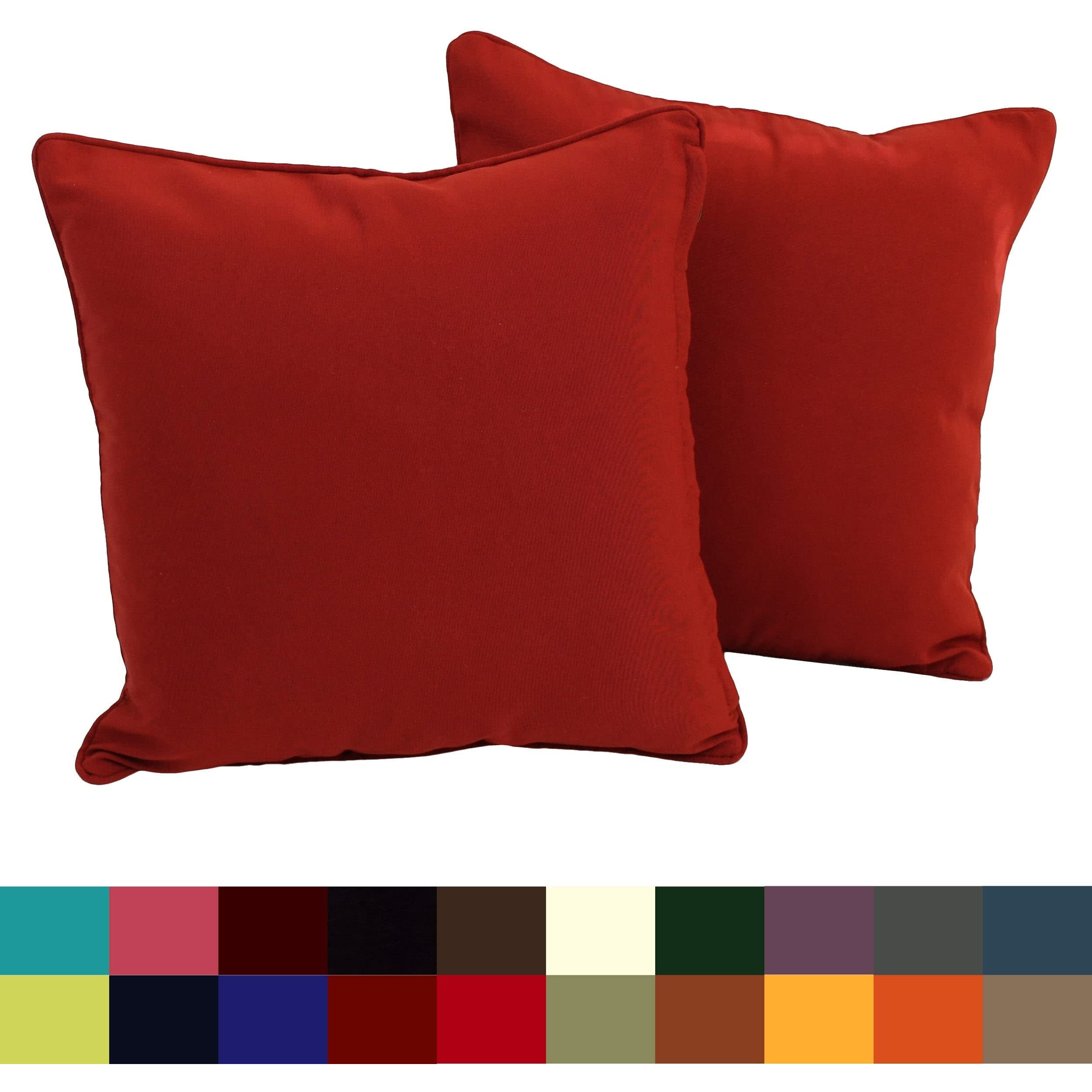 18-Inch Double-Corded Solid Twill Square Throw Pillows With Inserts (Set Of 2) 9810-Cd-S2-Tw-Bk