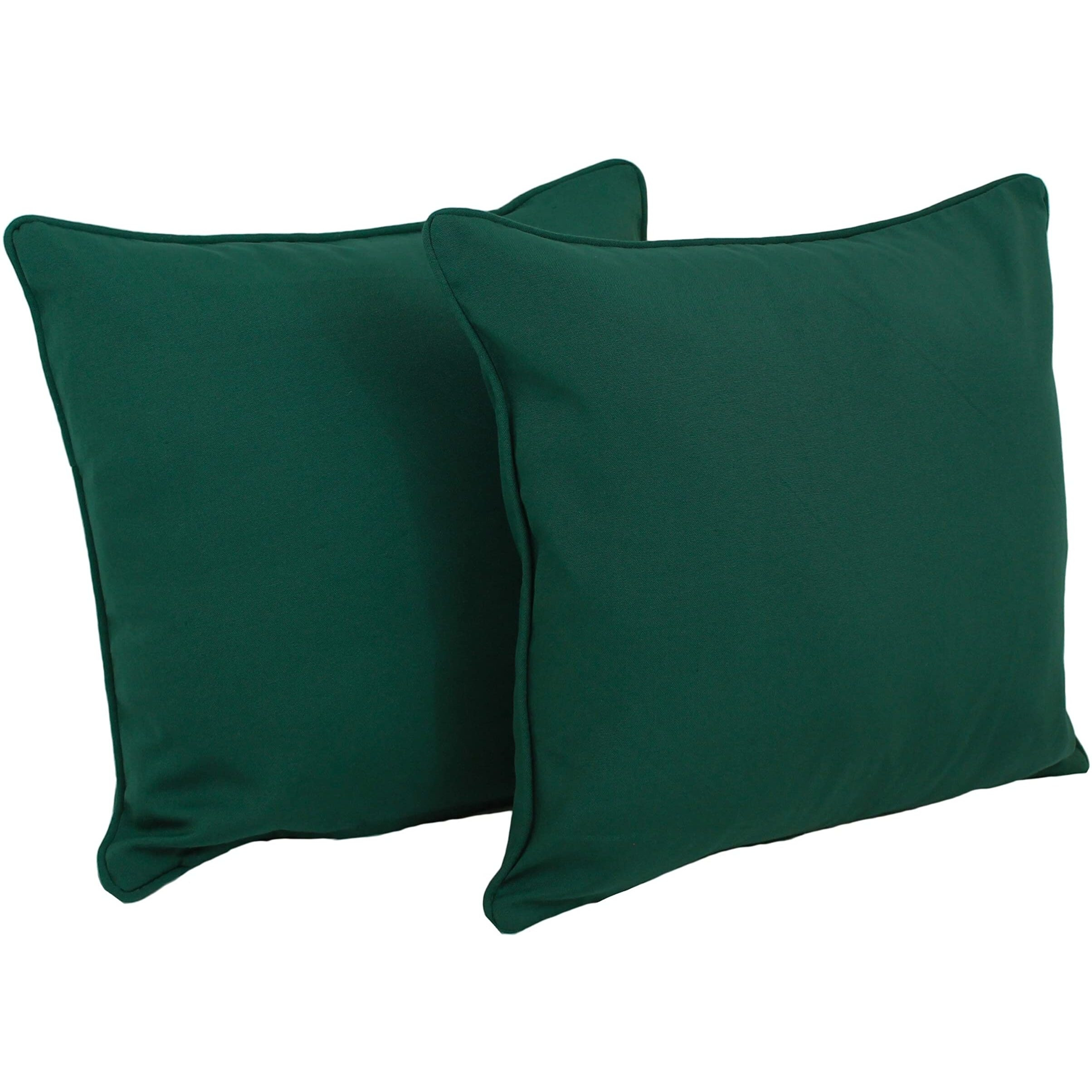 18-Inch Double-Corded Solid Twill Square Throw Pillows With Inserts (Set Of 2) 9810-Cd-S2-Tw-Bk