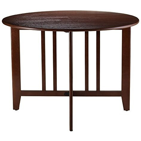 Winsome 3-Piece Alamo Round Drop Leaf Table With 2 Ladder Back Chairs  Brown