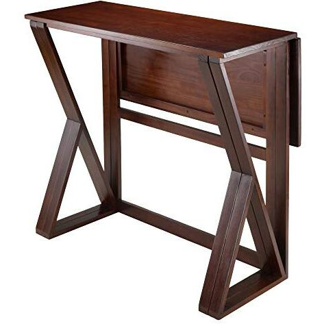 Winsome 3-Piece Harrington Drop Leaf High Table With 2 Rush Seat Stools  29-Inch  Brown