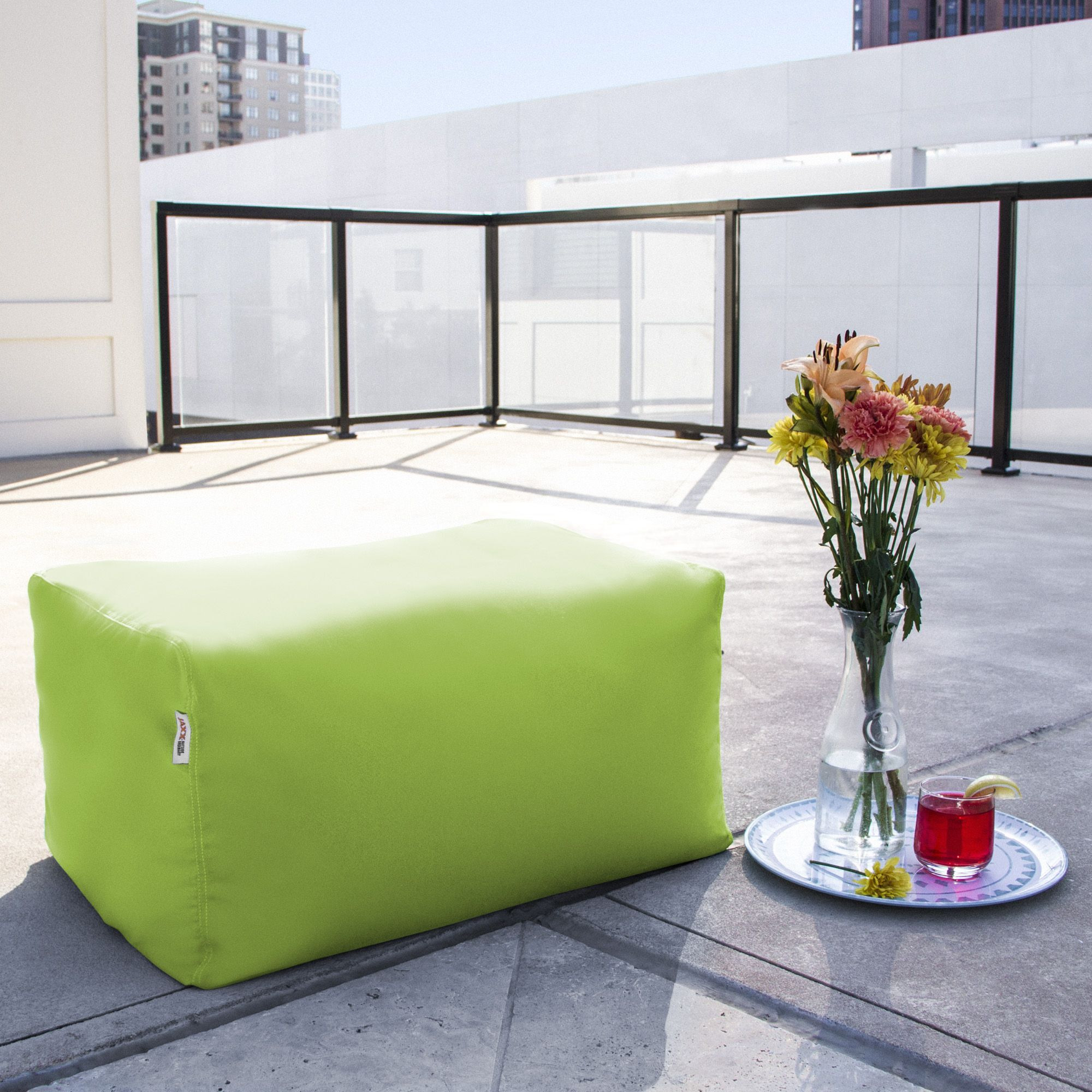 Jaxx Leon Outdoor Bean Bag Ottoman  Lime