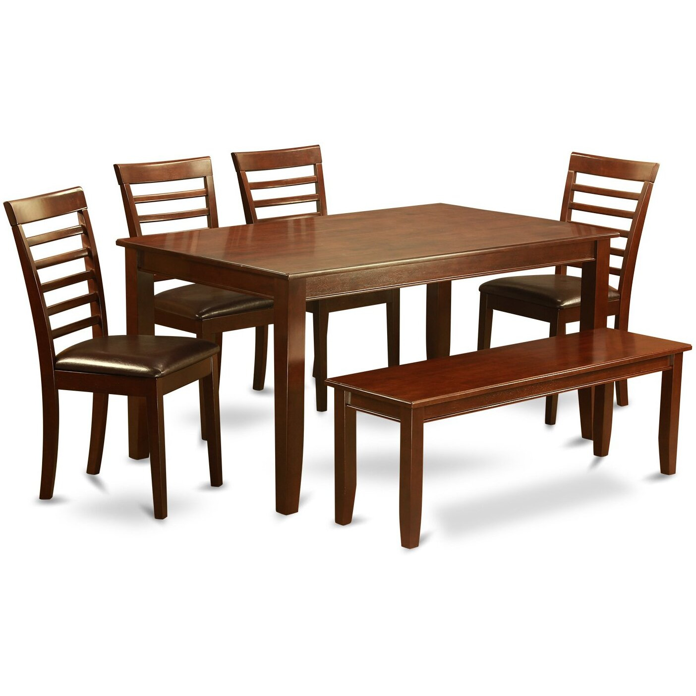 6  Pc  Dining  Set  With  Bench  -  Dining  Table  With  4  Dining  Chairs  Plus  Bench