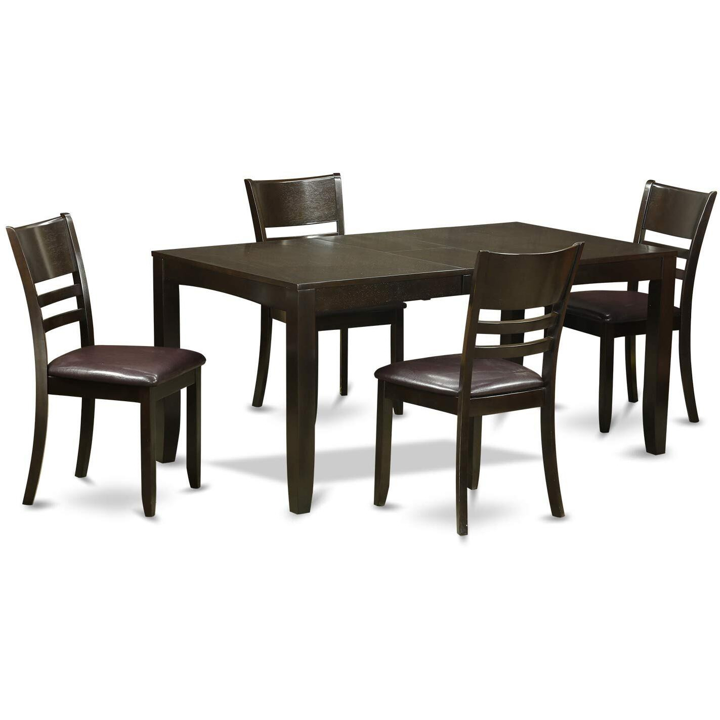 East West Furniture Lyfd5-Cap-Lc Lynfield 5 Piece Kitchen Set For 4 Includes A Rectangle Dining Room Table With Butterfly Leaf And 4 Faux Leather Upholstered Chairs  36X66 Inch