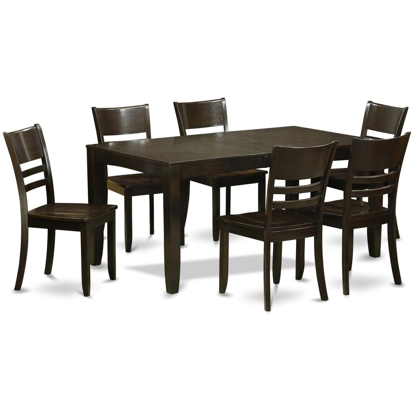 East West Furniture Lyfd7-Cap-W Lynfield 7 Piece Kitchen Set Consist Of A Rectangle Table With Butterfly Leaf And 6 Dining Room Chairs  36X66 Inch