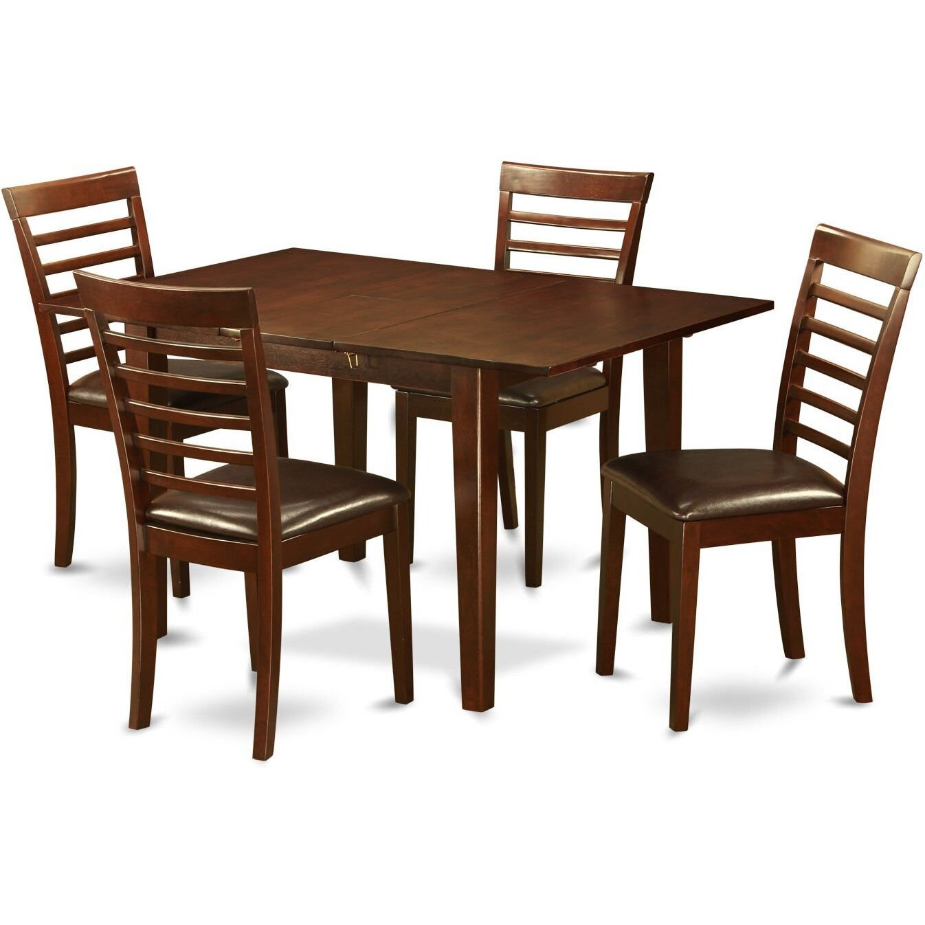 East West Furniture Mila5-Mah-Lc Milan 5 Piece Set For 4 Includes A Rectangle Kitchen Table With Butterfly Leaf And 4 Faux Leather Dining Room Chairs  36X54 Inch