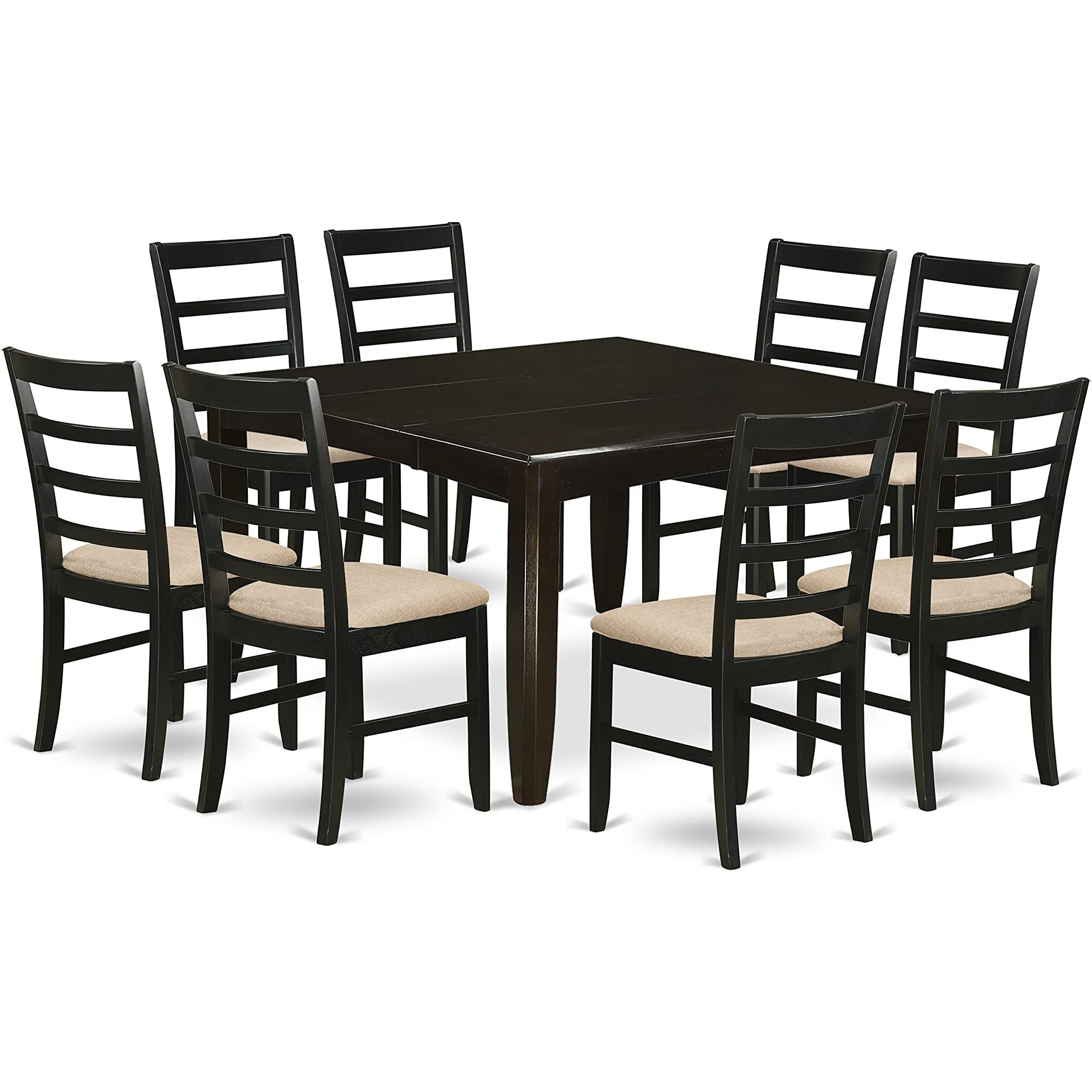 East West Furniture Parf9-Cap-C 9 Piece Dining Table Set Includes A Square Dining Room Table With Butterfly Leaf And 8 Linen Fabric Upholstered Chairs  54X54 Inch  Cappuccino