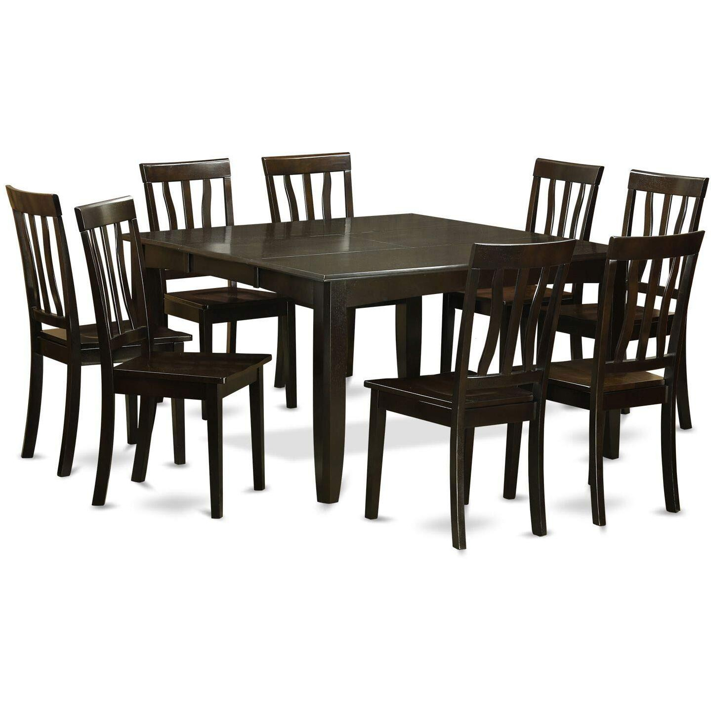 East West Furniture Pfan9-Cap-W 9 Piece Dining Room Table Set Includes A Square Kitchen Table With Butterfly Leaf And 8 Dining Chairs  54X54 Inch  Cappuccino