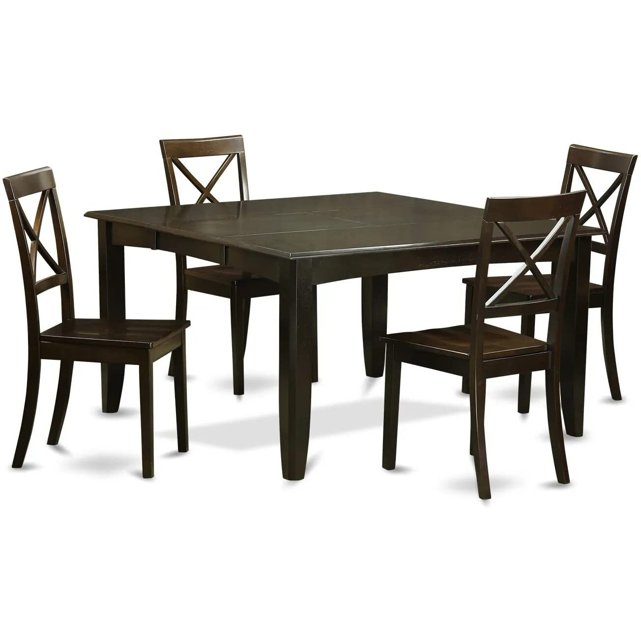 East West Furniture Pfbo5-Cap-W 5 Piece Dining Room Furniture Set Includes A Square Kitchen Table With Butterfly Leaf And 4 Dining Chairs  54X54 Inch  Cappuccino