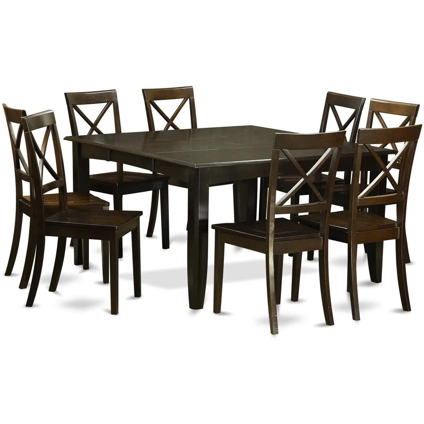 East West Furniture Pfbo9-Cap-W 9 Piece Modern Dining Table Set Includes A Square Wooden Table With Butterfly Leaf And 8 Kitchen Dining Chairs  54X54 Inch  Cappuccino