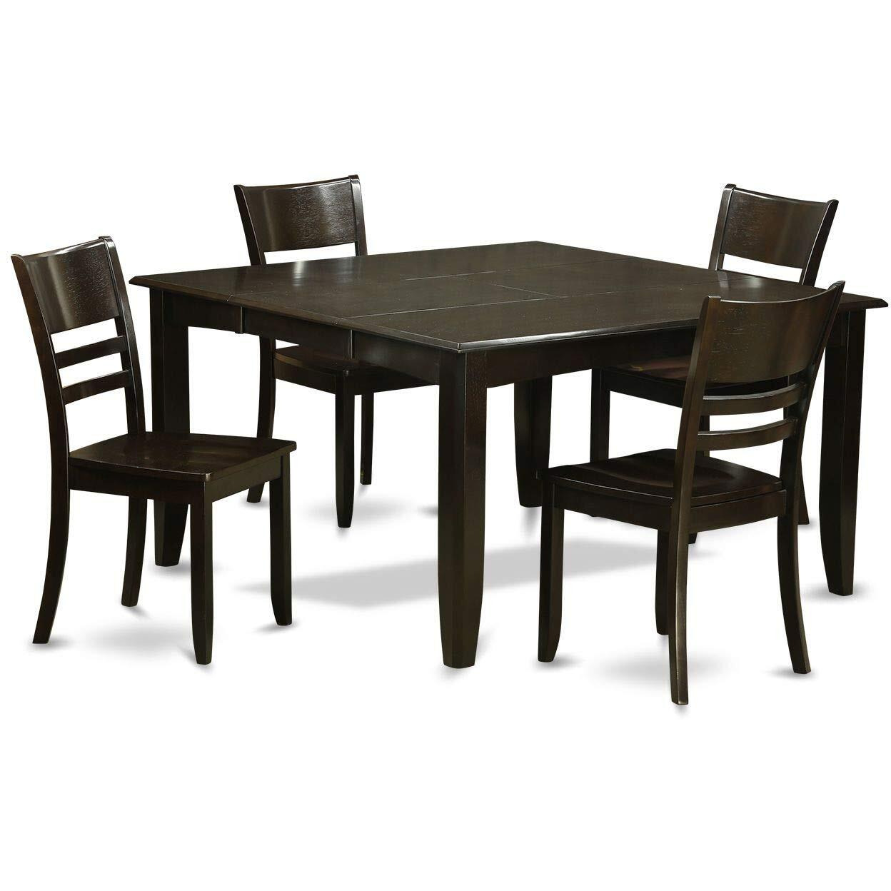 East West Furniture Pfly5-Cap-W 5 Piece Dining Set Includes A Square Dining Room Table With Butterfly Leaf And 4 Kitchen Chairs  54X54 Inch  Cappuccino