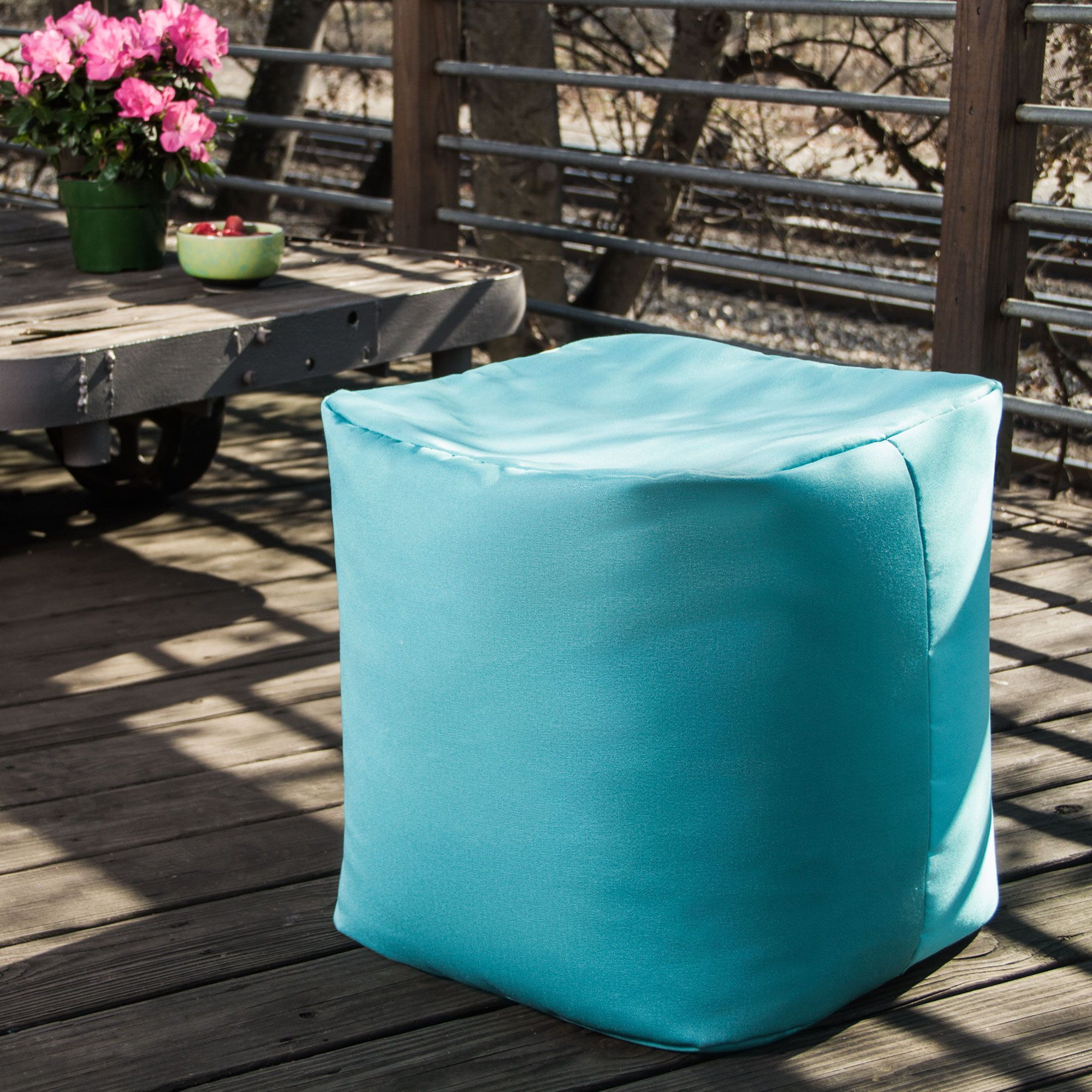 Jaxx Luckie Outdoor Patio Bean Bag Ottoman  Light Blue