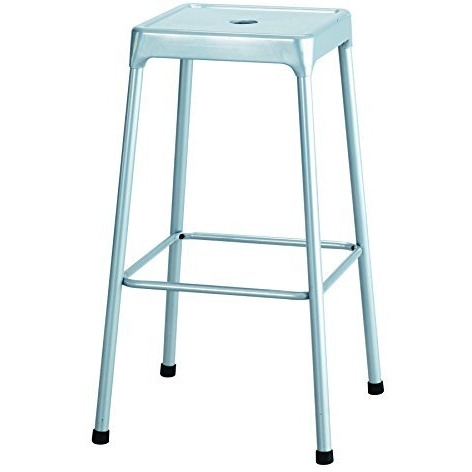 Bar-Height Steel Stool  Backless  Supports Up To 250 Lb  29"" Seat Height  Silver