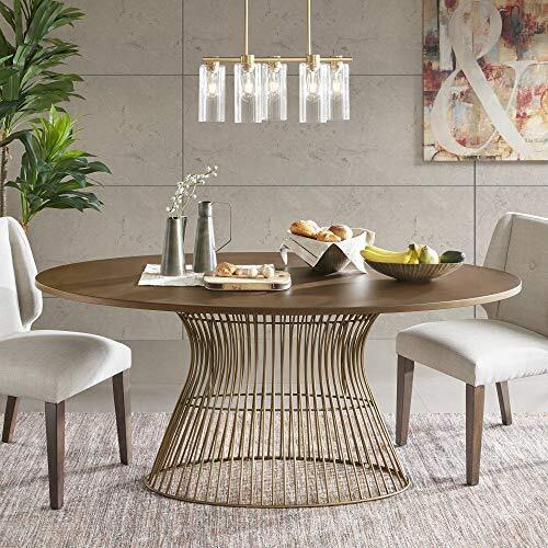 Ink+Ivy Mercer Dining Oval Solid Wood Tabletop  Metal Wire Frame Base Mid-Century Modern Style Dinner Tables  70"" Wide  Bronze