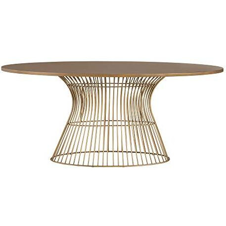 Ink+Ivy Mercer Dining Oval Solid Wood Tabletop  Metal Wire Frame Base Mid-Century Modern Style Dinner Tables  70"" Wide  Bronze