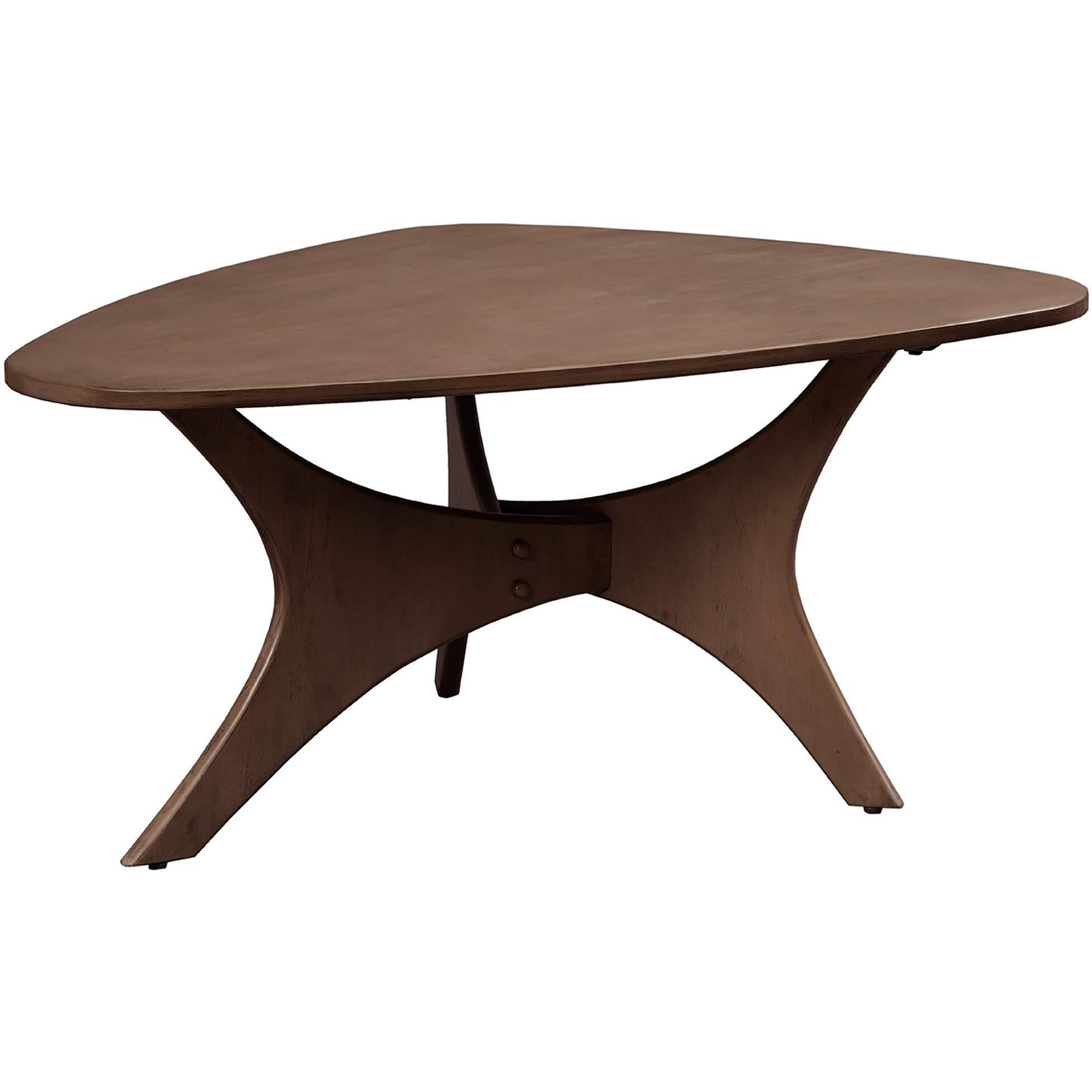 Ink+Ivy Blaze Triangle Wood Coffee Table Plywood With Wood Veneer Legs  Mid-Century Modern  Easy Assembly  Accent Furniture For Living Room  Minimalist Dacor  Brown