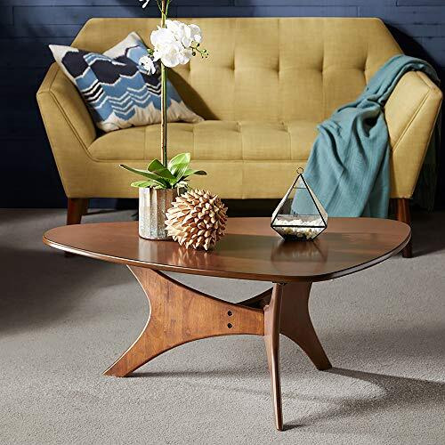 Ink+Ivy Blaze Triangle Wood Coffee Table Plywood With Wood Veneer Legs  Mid-Century Modern  Easy Assembly  Accent Furniture For Living Room  Minimalist Dacor  Brown