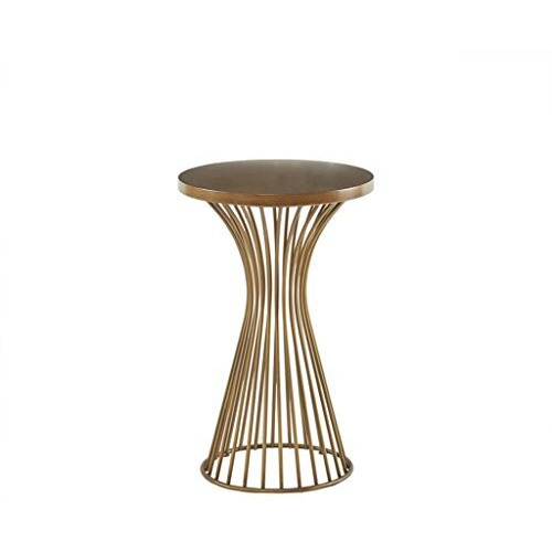 Ink+Ivy Mercer Accent Table - Wire Frame Pedestal Base  Round Top Modern Mid-Century Hour Glass Retro Design  30 High  Bronze