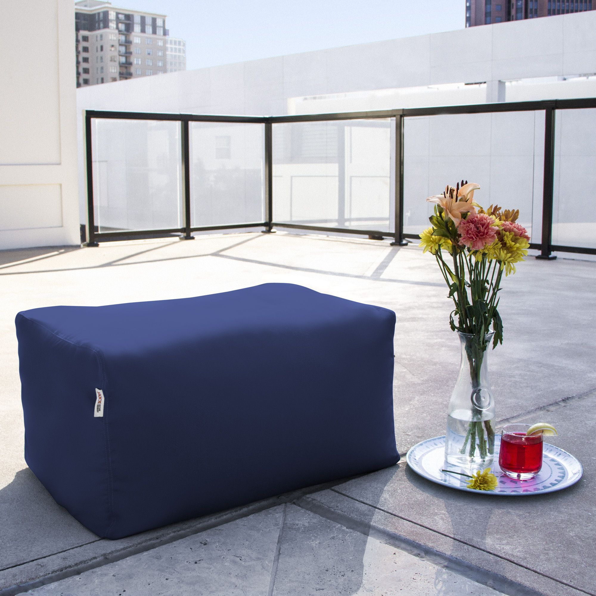 Jaxx Leon Outdoor Bean Bag Ottoman  Navy