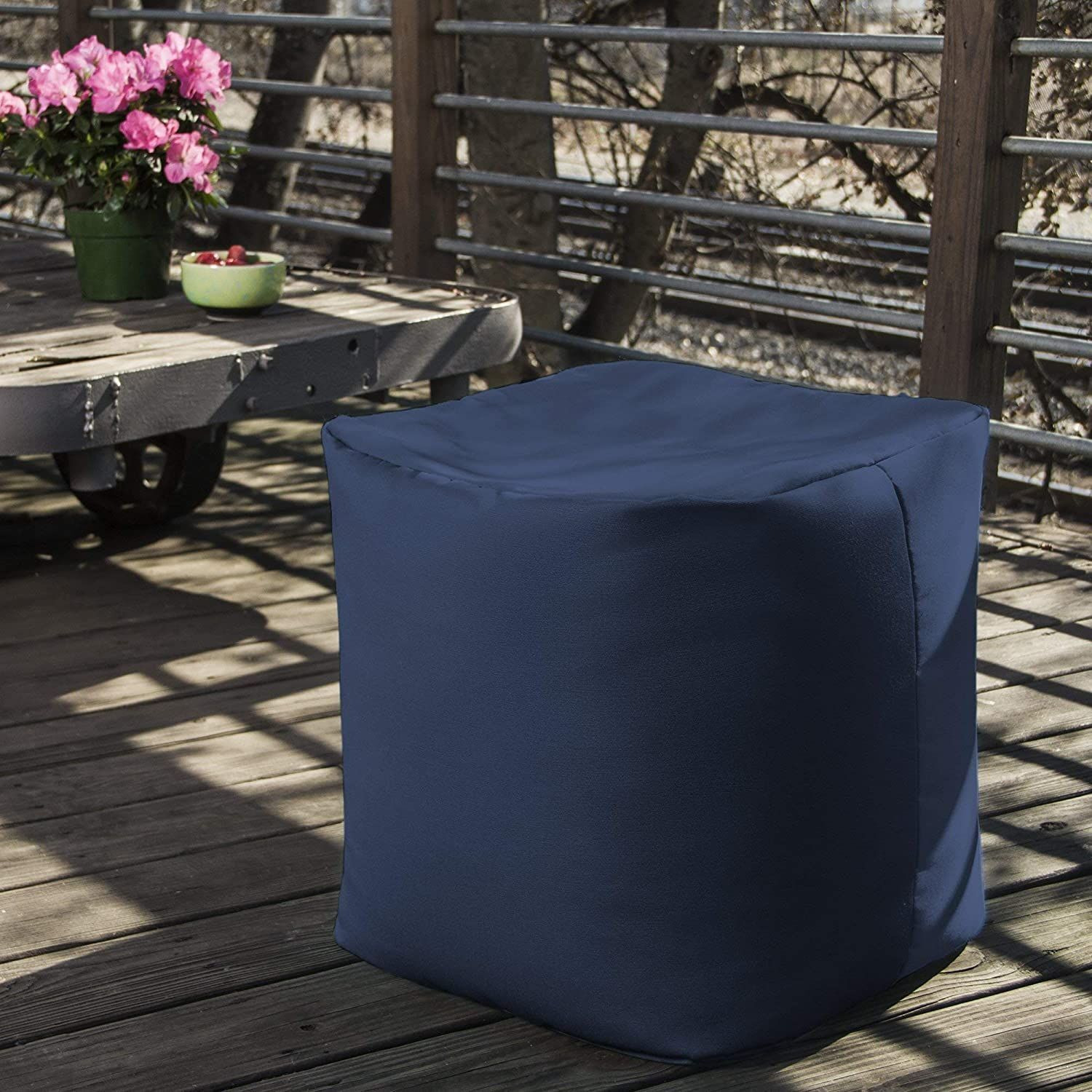 Jaxx Luckie Outdoor Patio Bean Bag Ottoman  Navy