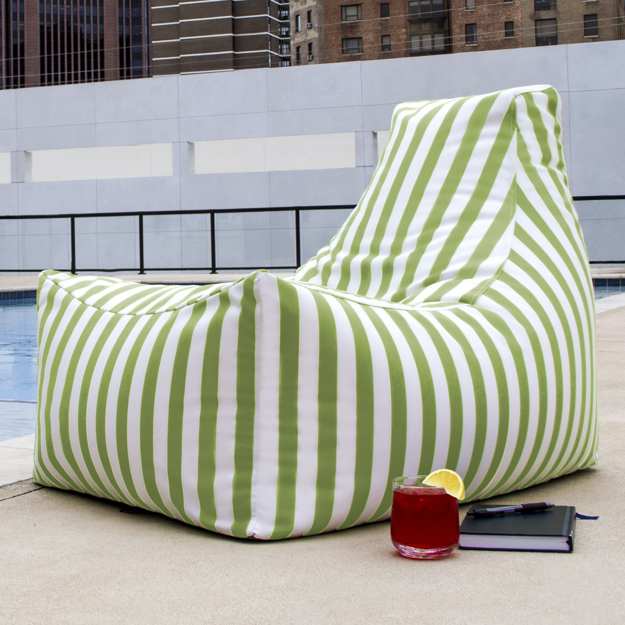 Jaxx Juniper Outdoor Bean Bag Patio Chair  Lime Stripes