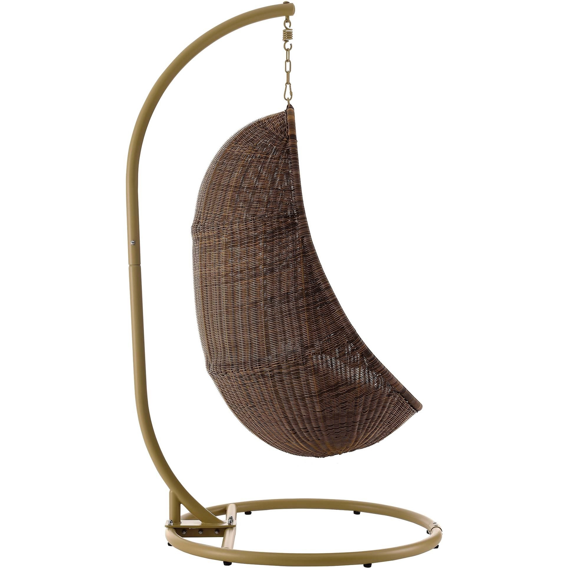 Bean Outdoor Patio Wood Swing Chair With Stand