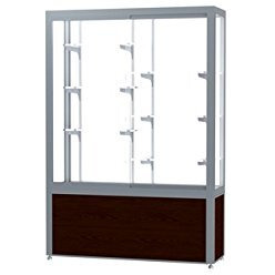 Challenger  48"&quotW X 66"&quotH X 16"&quotD  Floor Case  White Back  Satin Finish  Walnut Vinyl Base