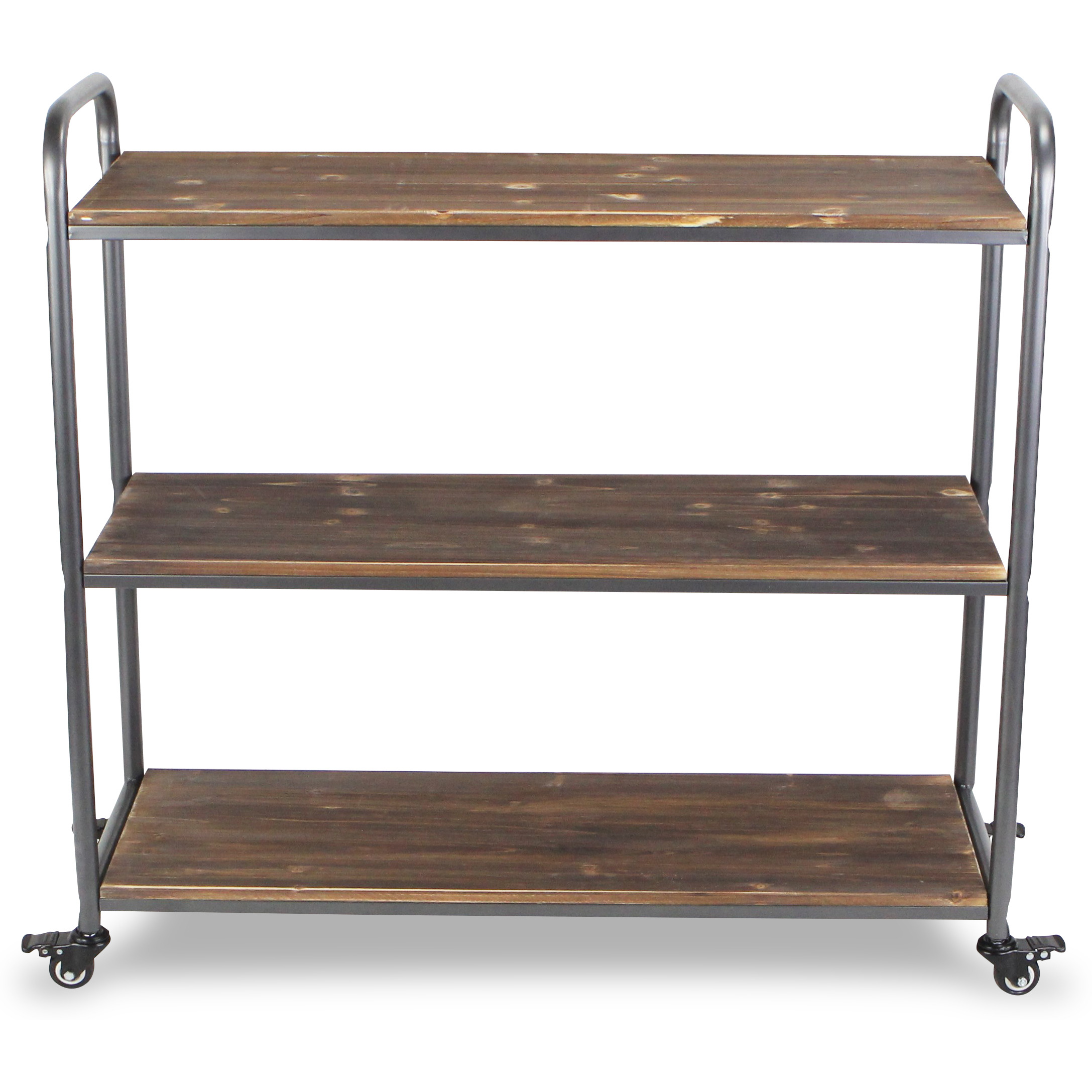 Lysan Tiered Wood Top Metal Frame Cart