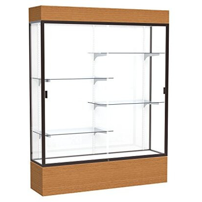 Reliant   60"&quotW X 80"&quotH X 16"&quotD  Lighted Floor Case  White Back  Dk. Bronze Finish   Carmel Oak Base