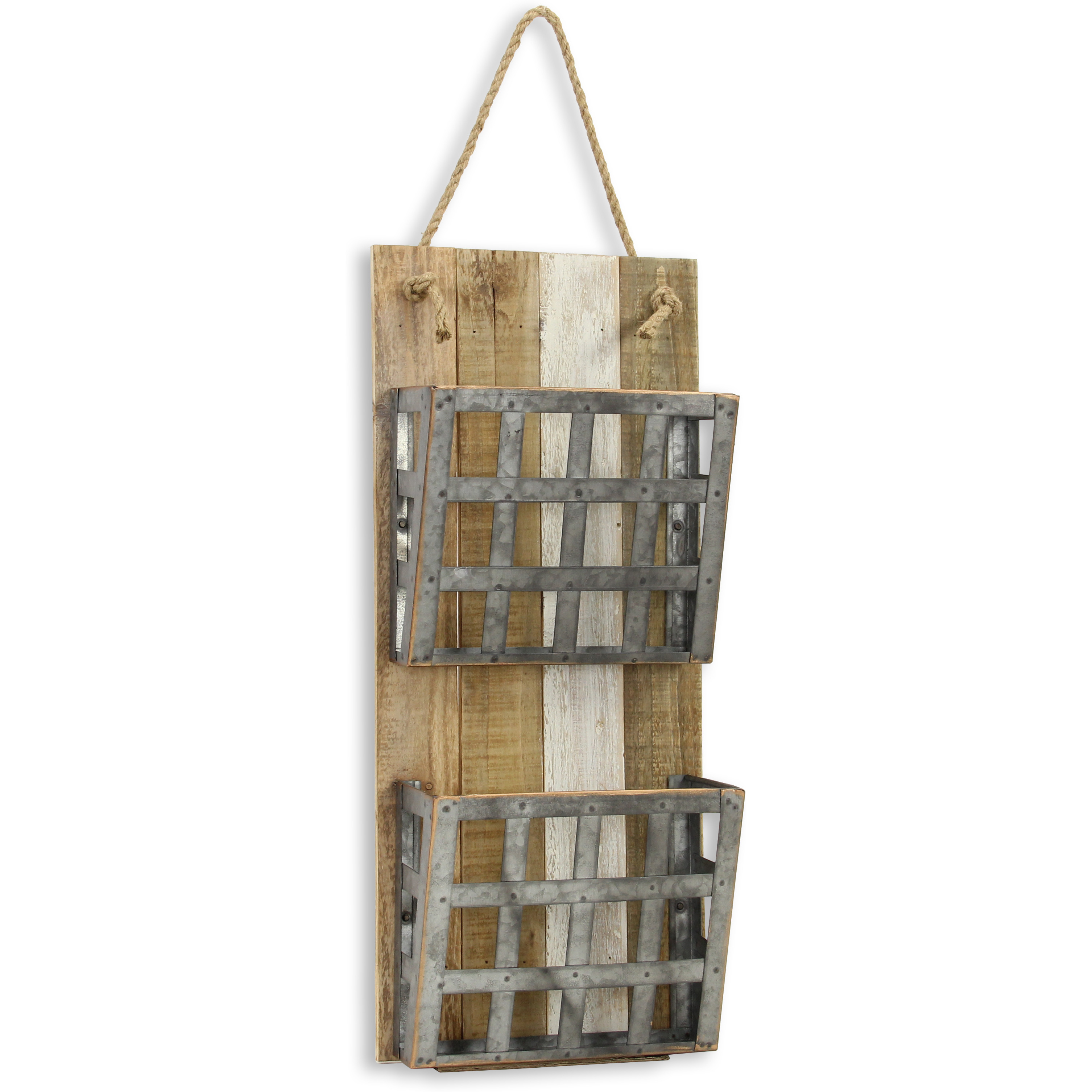 Fennic 2 Tier Wood & Metal Wall Storage