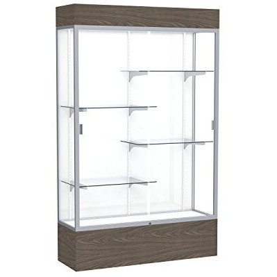 Reliant   48"&quotW X 80"&quotH X 16"&quotD  Lighted Floor Case  White Back  Satin Finish   Walnut Vinyl Base