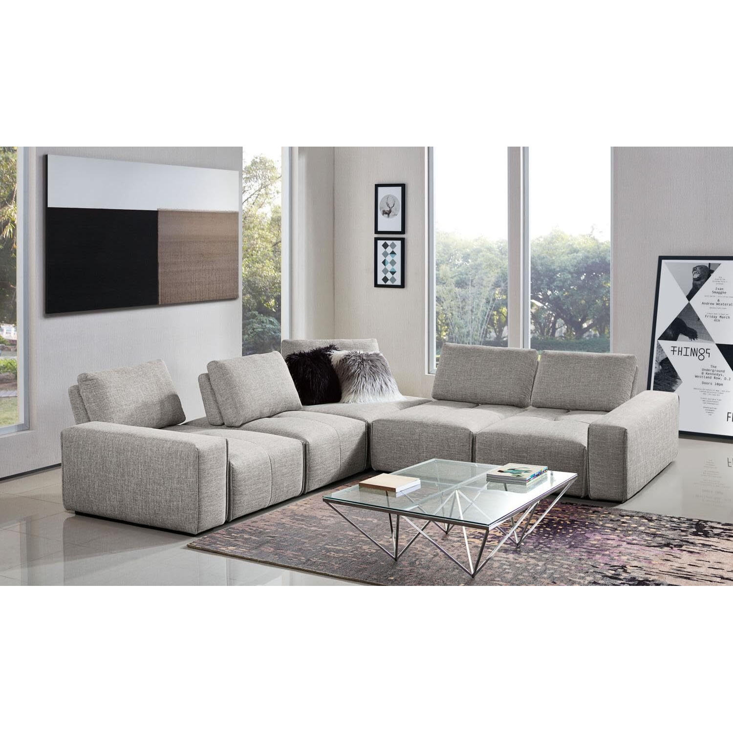 Diamond Sofa 5-Seater Corner Sectional With Adjustable Backrests