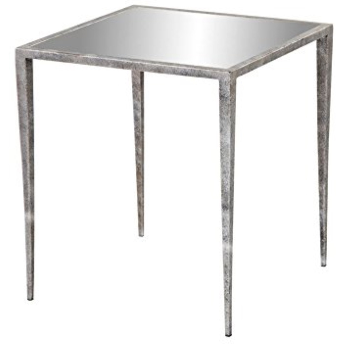 (Mh) Regina Side Table - Antique Silver & Mirror