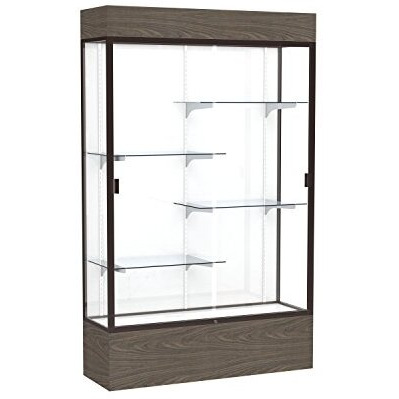 Reliant   48"&quotW X 80"&quotH X 16"&quotD  Lighted Floor Case  White Back  Dk. Bronze Finish   Walnut Vinyl Base