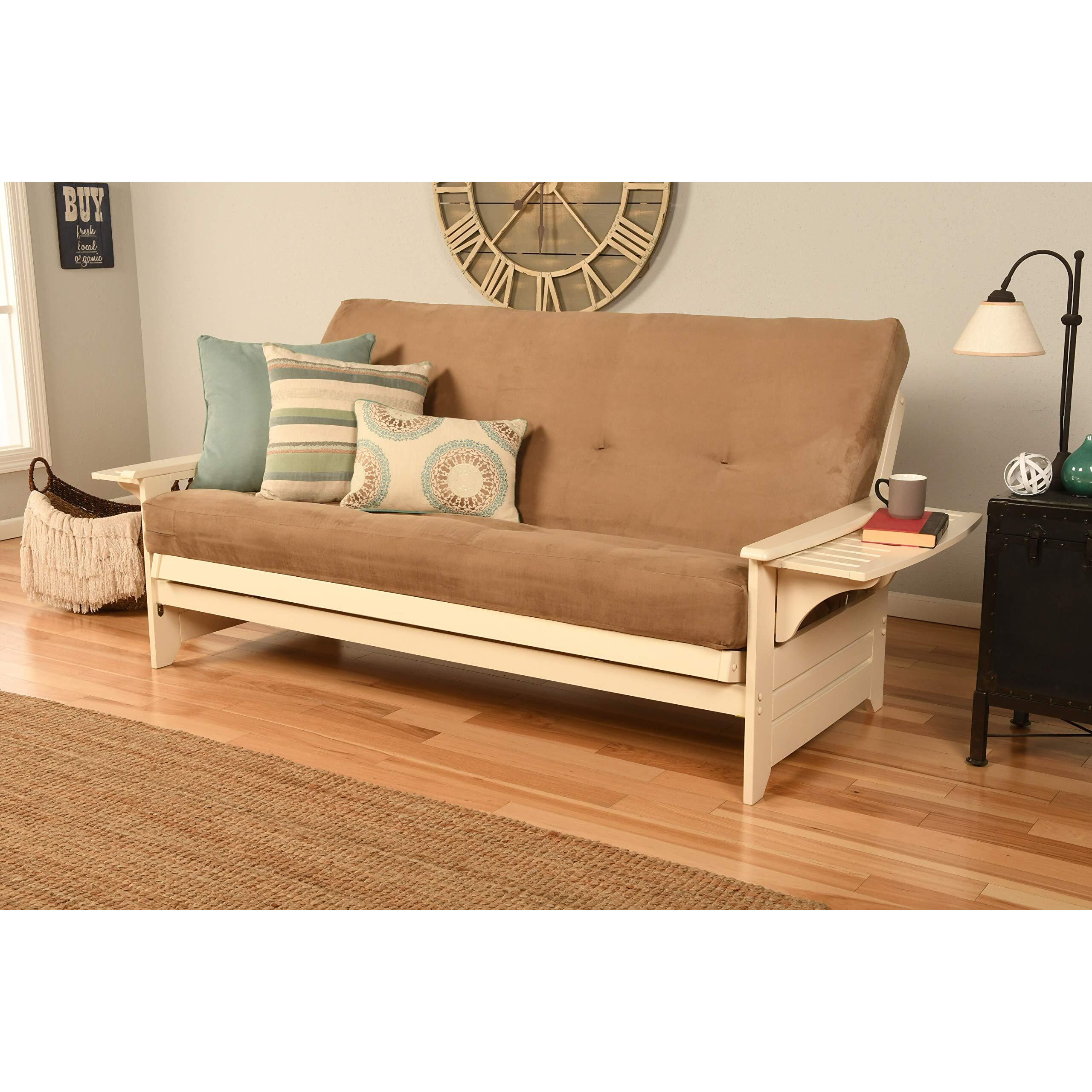 Kodiak Furniture Phoenix Futon With Suede Peat Fabric Mattress In Whitebrown